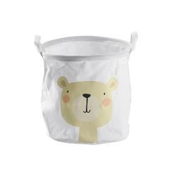 Zeller Present Aufbewahrungskorb Bär Canvas Weiss 30x30 cm 