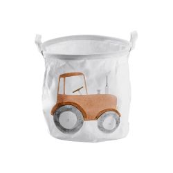 Zeller Present Aufbewahrungskorb Auto Tranktor Canvas Weiss 30x30 cm