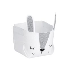 Zeller Present Aufbewahrungskorb Hase Filz Weiss Faltbar 21x21x17 cm