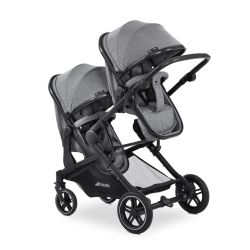 Hauck Select Zwillingskinderwagen Atlantic Twin mit Babywanne Melange Grey