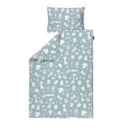 ALVI Bettwäsche Kinderbetttwäsche Zootiere puderblau 100x135cm