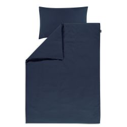 Alvi Bettwäsche Mull für Kinderbett mit Knopf poseidon dunkelblau 100x135 cm