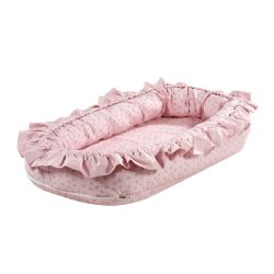 Alvi Schlummer-Nestchen Kuschelnest Curly Volant Kreise rosa 70x34 cm