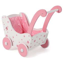 Bayer Chic 2000 Holz-Puppenwagen Stars pink Schiebehöhe 43 cm Lauflernwagen