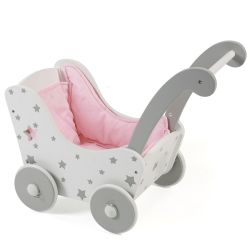 Bayer Chic 2000 Holz-Puppenwagen Stars grau Schiebehöhe 43 cm Lauflernwagen
