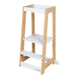 roba Lernturm aus Holz Bicolor Tritthocker Küchenhelfer Weiß Bambus