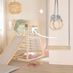 roba Montessori Indoor Spielturm Kletterbrett Kletternetz Schaukel Turnringen