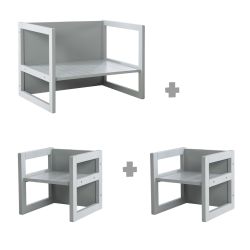 Roba Sitzgruppe Landhausstil 2 Hocker & zum Tisch umwandelbare Kinderbank