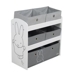 Roba Kids Spielregal Miffy, Spielzeugregal mit 5 Stoffboxen Spielregal
