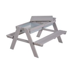 Roba Kids Kindersitzgarnitur Outdoor mit Spielwannen grau wetterfeste Massivholz