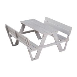 Roba Kids Kinder Outdoor Sitzgruppe Picknick for 4 grau mit Rückenlehnen