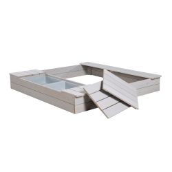 Roba Kids Sandkasten Outdoor m. Spielwannen Holzsandkasten wetterfest Massivholz