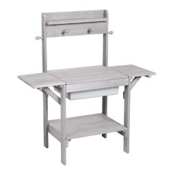 Roba Matschküche Midi für Wasser & Sand wetterfestes Massivholz grau