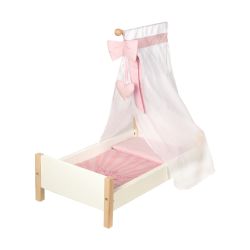Roba Kids Puppenstandbett mit Textilien und Himmelstange Scarlett weiss 