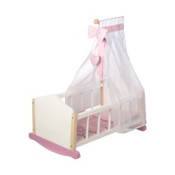 Roba Kids Puppenwiege mit Textilien und Himmelstange Scarlett weiss 