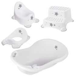 Keeeper 4-tlg. Badeset (Wanne, Schemel, WC-Sitz, Töpfchen) Stars Cosmic White