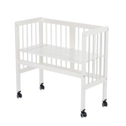 Alvi Beistellbett weiß für Boxspring-Bett mit Matratze u. Nestchen Stars silber