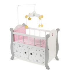 Bayer Chic 2000 Puppenbett mit Mobile Stars grau für Puppen bis ca. 46 cm