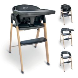 BabyGo Levels Hochstuhl inkl. Essbrett black/wood