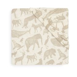 Jollein Spannbettlaken Spannbetttuch Jersey 70x140 cm Animals Nougat