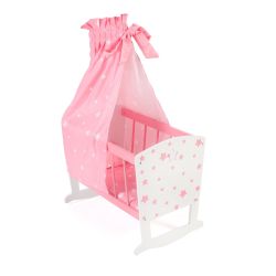 Bayer Chic 2000 Puppenwiege Stars pink mit Bettwäsche und Himmel