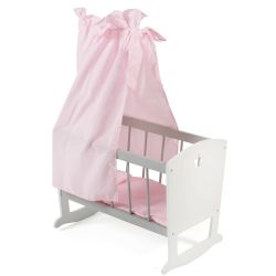 Bayer Chic 2000 Puppenwiege Stars grey mit Bettwäsche und Himmel