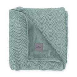 Jollein Strickdecke Babydecke 75x100 cm River knit ash green corale fleece