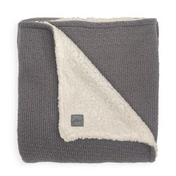 Jollein Strickdecke Babydecke Decke Teddy-Fleece 75x100 Bliss knit storm grey