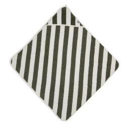 Jollein Kapuzenhandtuch Badetuch Stripe Frottee 75x75 cm Leaf Green GOTS