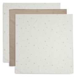 Jollein Spucktuch Hydrophill 70x70cm Stargaze Biscuit 3er Pack