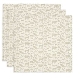 Jollein Spucktuch Hydrophill 70x70 cm Animals Olive Green 3er Pack