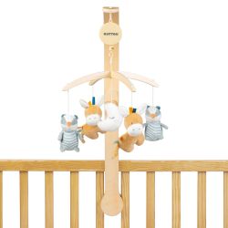 Nattou Musik Mobile mit Holzbogen LaLeLu Melodie & 5 Stofffiguren