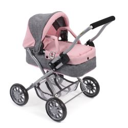 Bayer Chic 2000 Puppenwagen Kinderwagen SMARTY Melange grau-rosa