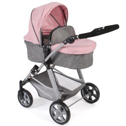 Bayer Chic 2000 Kombi-Puppenwagen Kinderwagen NELE Melange grau-rosa