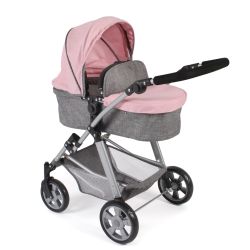 Bayer Chic 2000 Kombi-Puppenwagen Kinderwagen NELE Melange grau-rosa