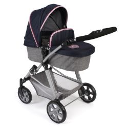 Bayer Chic 2000 Kombi-Puppenwagen Kinderwagen NELE Melange grau-navy