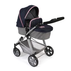 Bayer Chic 2000 Kombi-Puppenwagen Kinderwagen NELE Melange grau-navy