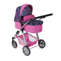Bayer Chic 2000 Kombi-Puppenwagen NELE Butterfly navy-pink