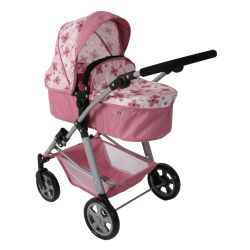 Bayer CHIC 2000 Kombi-Puppenwagen Nele Flowers Blumen rosa altrosa
