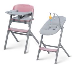 Kinderkraft Kinderhochstuhl LIVY aster pink mit Babyliege Wippe CALMEE