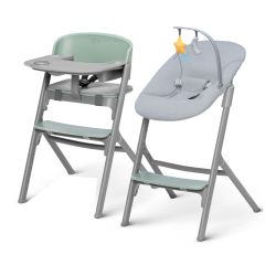 Kinderkraft Kinderhochstuhl LIVY olive green mit Babyliege Wippe CALMEE