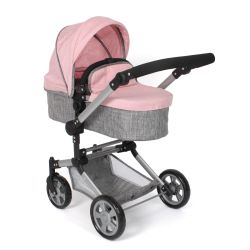 Bayer Chic 2000 Puppen Kombi-Puppenwagen LINUS Melange grau-rosa