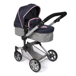 Bayer Chic 2000 Puppen Kombi-Puppenwagen LINUS Melange grau-navy