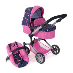 Bayer Chic 2000 Kombi-Puppenwagen LINUS Butterfly navy-pink