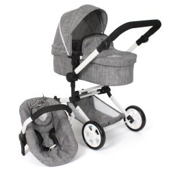 Bayer Chic 2000 3 in 1 Kombi-Puppenwagen LINUS Jeans grey