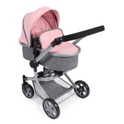 Bayer Chic 2000 Kombi-Puppenwagen Kinderwagen MIKA Melange grau-rosa
