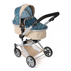 Bayer Chic 2000 Puppen Kombi-Puppenwagen MIKA Sternchen türkis-beige