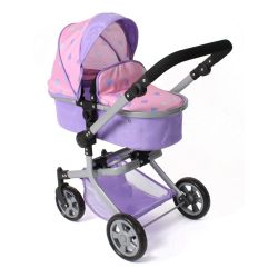 Bayer Chic 2000 Puppen Kombi-Puppenwagen MIKA Herzchen lila-rosa