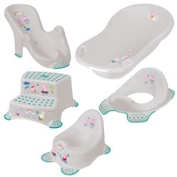 Keeeper 5-tlg. Set (Wanne, Schemel, Badesitz, WC-Sitz, Töpfchen) Peppa Soft Grey