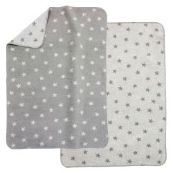 Alvi Baumwolldecke Kuscheldecke Babydecke Schmusedecke 75x100 Sterne grau